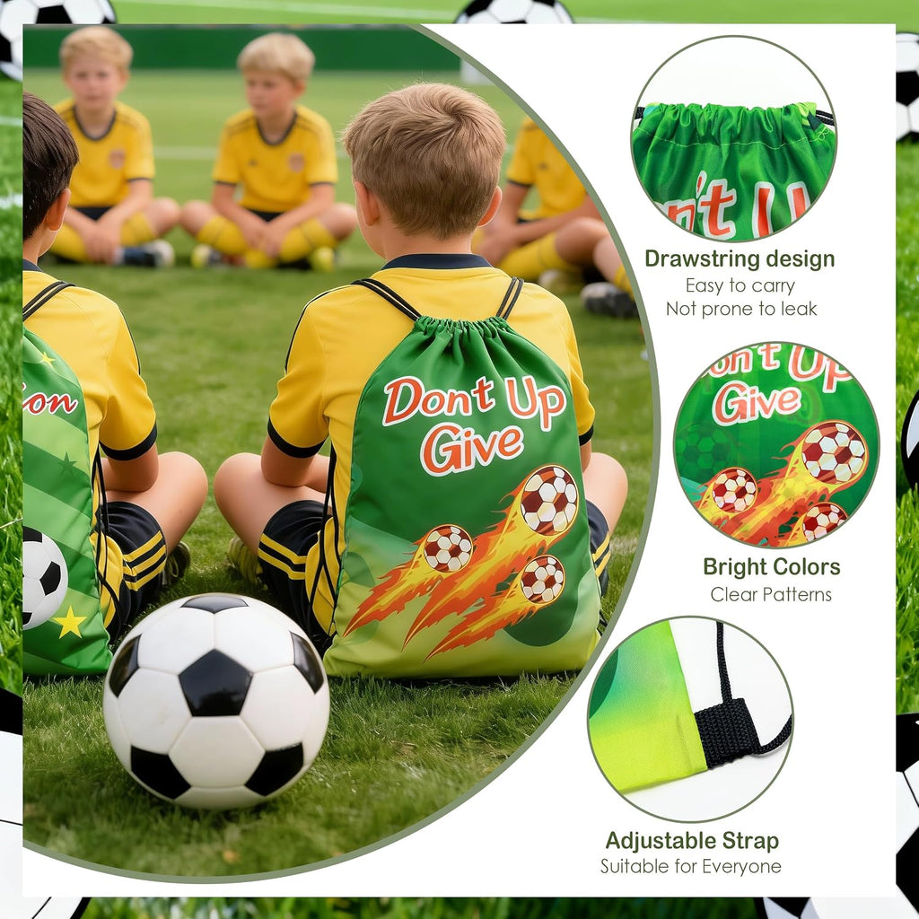 J6&H6 2026 Soccer Party Favors Soccer Goodie Bags Including 12 Soccer Drawstring Bags Stress-relieving Soccer Straws Keychains silicone Wristband and stickers for Soccer Party Gift. (soccer)