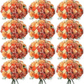 Tigeen Artificial Flowers Artificial Peonies Silk Flowers Faux Peony Fake Peony Silk Hydrangea Bouquet for Wedding Table Centerpiece Floral Vase Decor (Bright Orange,12 Bundles)