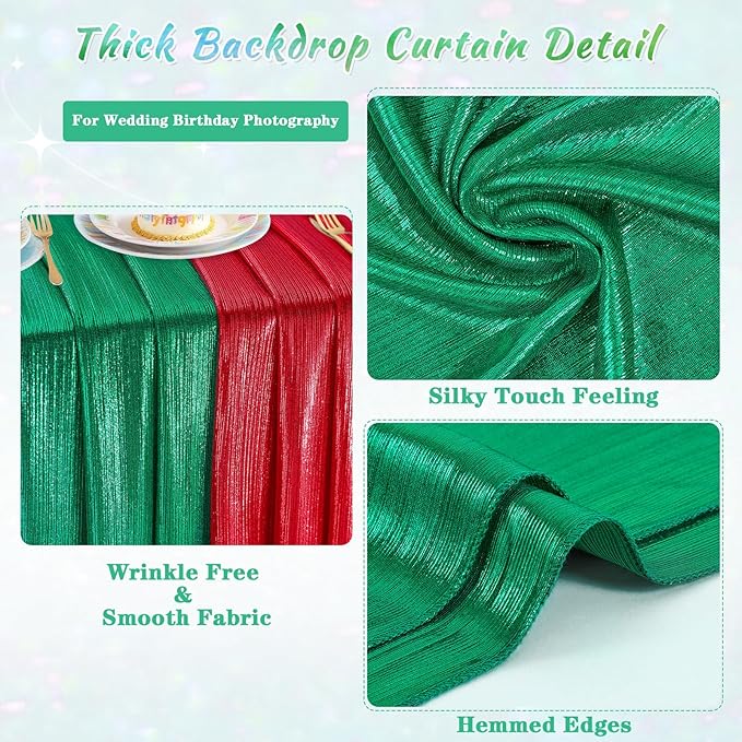 Emerald Green Backdrop Party Decorations: Backdrop Drapes Curtains 4.8FTx8FT Wrinkle Free Christmas Fabric for Sparkle Wedding Bridal Baby Shower