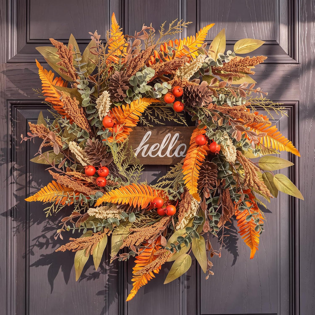 paper fair 26 inch fall wreath for front, main product view