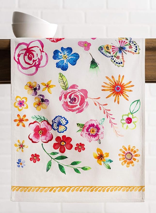 Maison d' Hermine Table Runner 100% Cotton Double Layer Table Runners 108 inches Long Decorative for Home Dining Party Wedding Bridal Shower Spring Summer (Happy Florals - Sweety, 14.50" x 108")