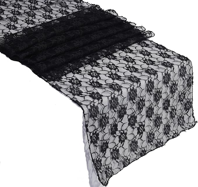 MDS Pack of 12 Wedding 12 x 108 inches Satin Table Runner for Wedding, Decorations for Birthday Parties, Banquets, Graduations, Engagements, Runners fit Rectangle, Round Table- Black