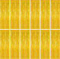12 Pack 2025 Graduation Decorations, 3.28 FT x 7.05 FT Gold Backdrop Curtains, Metallic Class of 2025 Backdrop Fringe Curtains Foil Streamer, Gold Grad Decorations 2025 Party Supplies