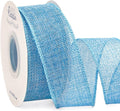 Ribbli Baby Blue Burlap Wired Ribbon,1-1/2” Inch x Continuous 10 Yard, Wired Edge Ribbon for Big Bow,Wreath,Baby Shower Decoration,Outdoor Decoration