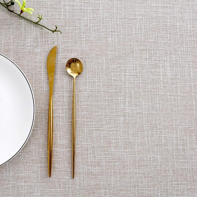 maxmill Flaxy Faux Linen Tablecloth with 2-Tone Slubby Texture Wrinkle Free Anti-Shrink Soft Table Cloth for Kitchen Dining Tabletop for Outdoor and Indoor Use Rectangle 60 x 84 Inch Linen