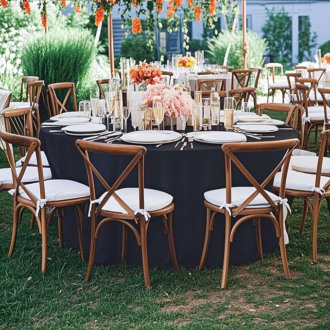 10 Pack Black Round Spandex Tablecloths for 60in Tables, 120Inch Stretchy Fitted 5FT Round Table Clothes,Wrinkle Free Table Cover with Skirt for Wedding Party Dining Banquet