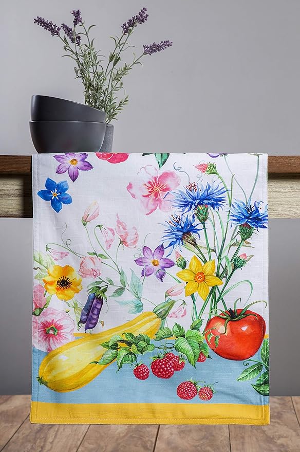 Maison d' Hermine Table Runner 100% Cotton Double Layer Table Runners 108 inches Long Decorative for Home Kitchen Dining Party Baby Shower Wedding Bridal Shower Spring Summer (Giverny, 14.50" x 108")