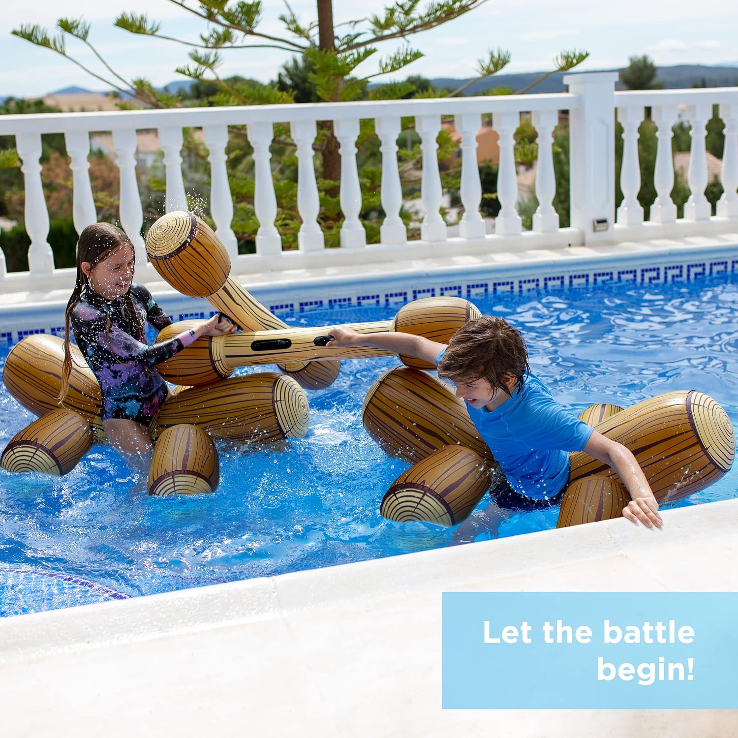 Upgraded Chuchik Inflatable Battle Logs - Joust Game Raft Pool Floats for Adults & Kids - Ages 4-8, 8-12