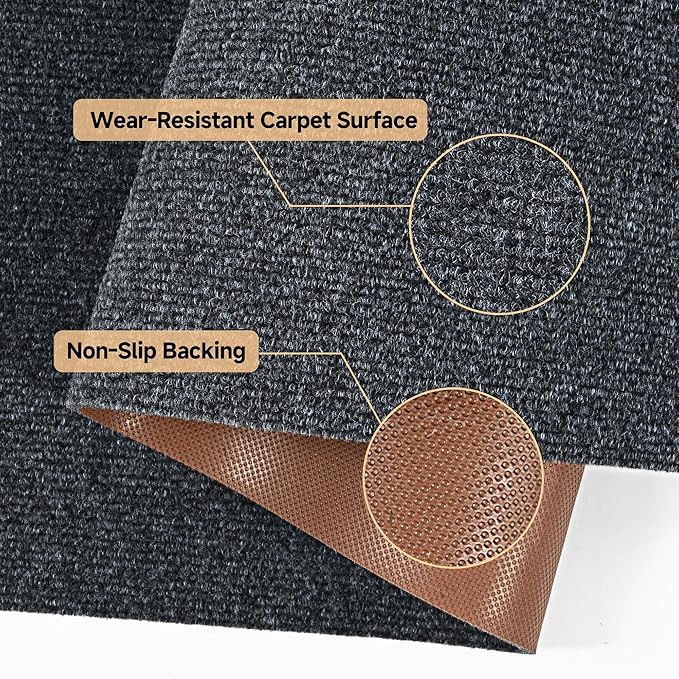 jxgzyy Runner Rugs 3 x 10 ft, Non Slip Entrance Doormat, 0.25” Thickness Indoor Outdoor Carpet Runner with Rubber Backing, Waterproof Custom Size Heavy Duty Floor Mat for Hallway Laundry Patio