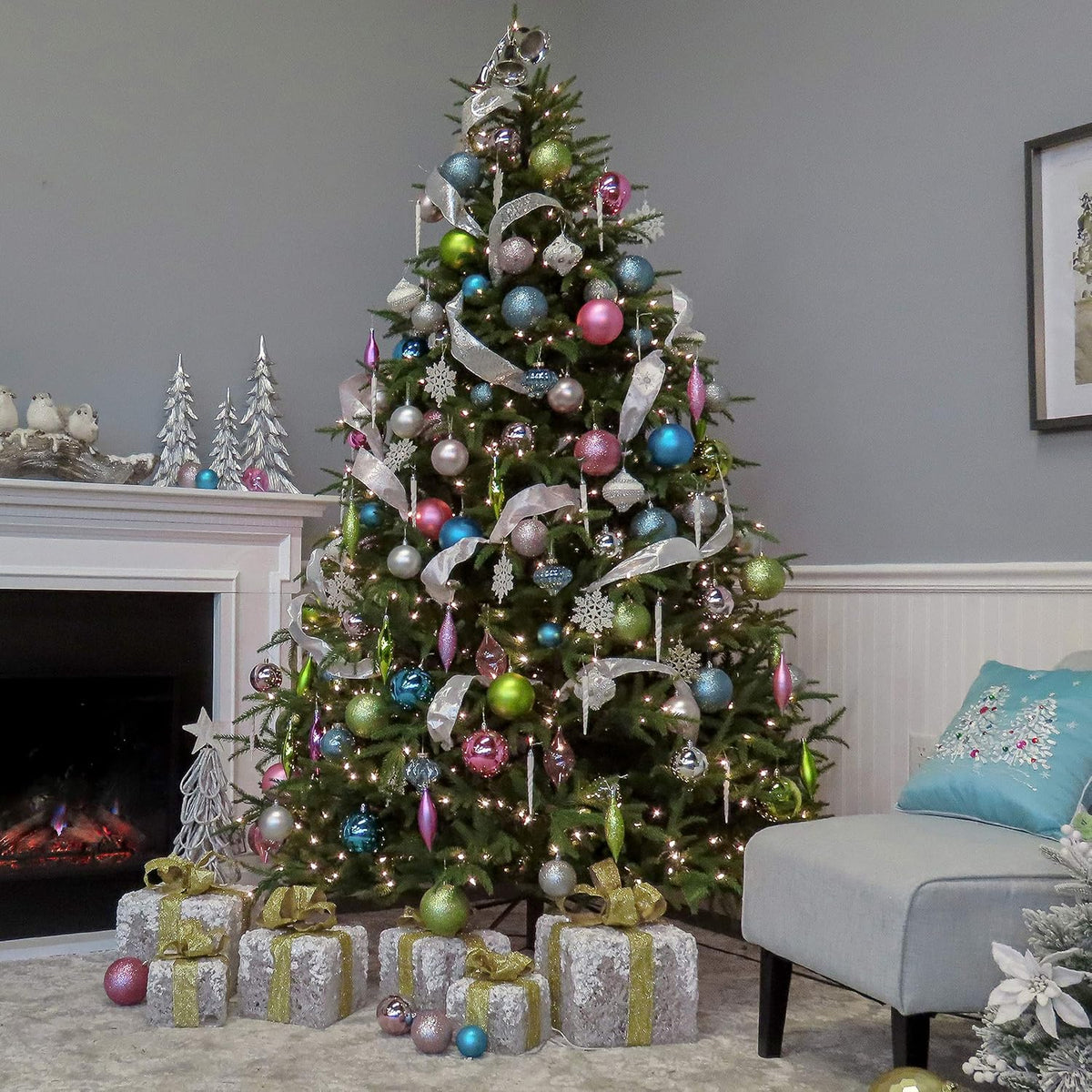 national tree company 7.5ft pre-lit fraser grande artificial showing dimensions
