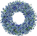 24" blue artificial floral wreath for front door, main product view