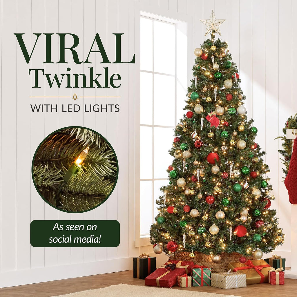 best choice products 9ft artificial christmas tree with, close-up detail