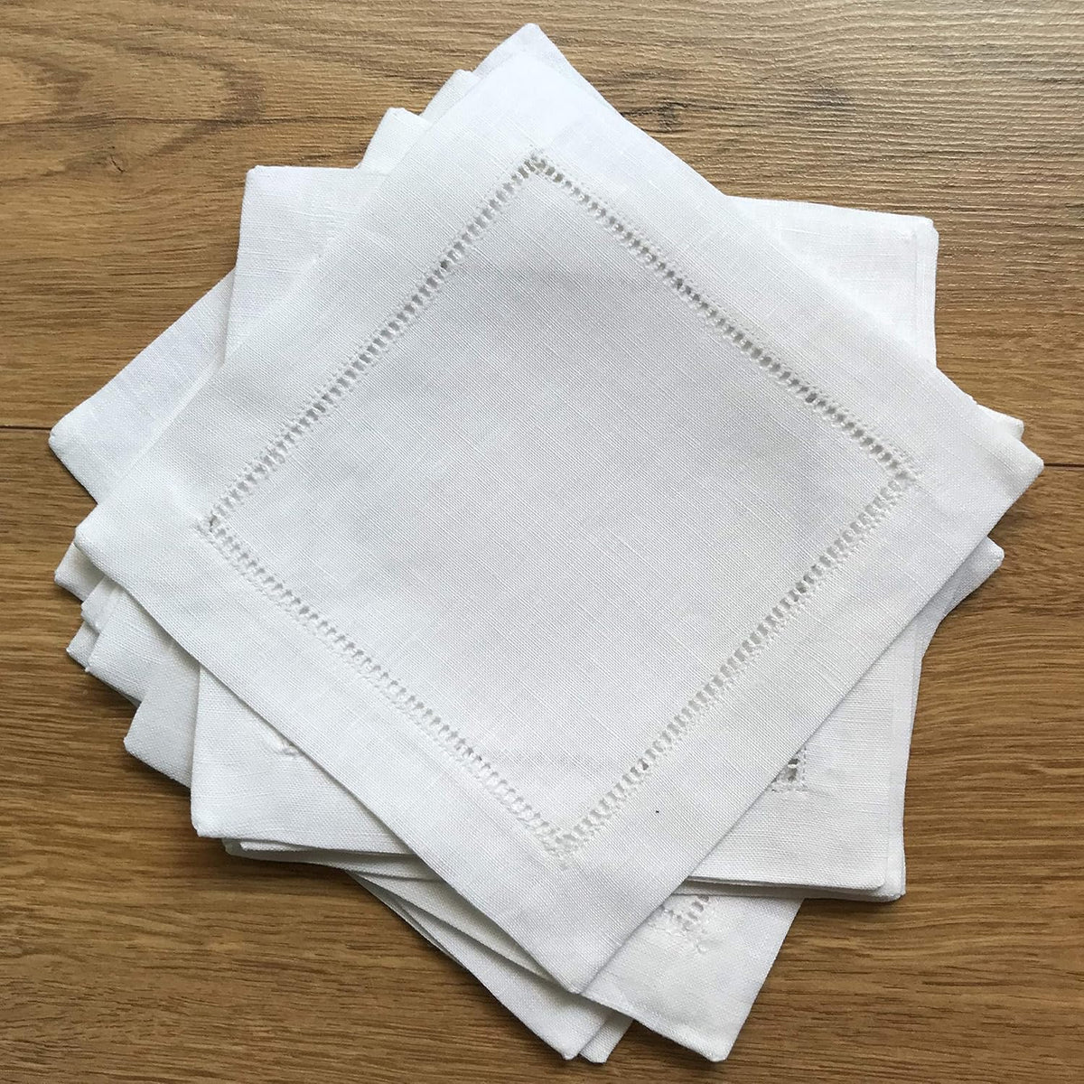 White Linen Cocktail Napkin 6"x6" Set of 50 Linen Cloth Napkin Coas...