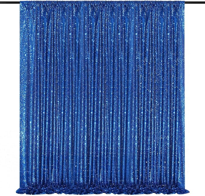 Sequin Backdrop Curtain Royal Blue Party Decorations: Glitter Photography Background 8ftx8ft for Birthday Wedding Baby Shower Photo Backdrop