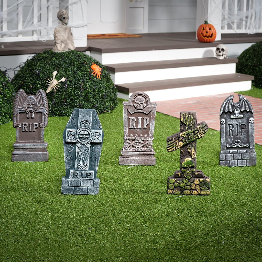 joyin 17” halloween foam rip graveyard tombstones (5, front angle view