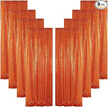 ShinyBeauty Sequin Backdrop, Orange Backdrop Curtains,8 Pieces 2FTx8FT Photo Backdrops,Sparkle Fabric, Glitter Drapery 16x8FT, Shimmer Curtain Panels for Party,Birthday,Halloween Decor Backgrounds