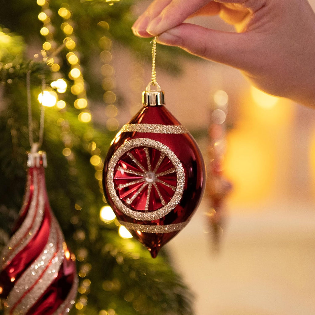 Valery Madelyn Christmas Tree Ornaments Set, 80ct Burgundy and Gold Shatterproof Christmas Tree Decorations Bulk, Luxury Hanging Ball Ornaments for Xmas Trees Holiday Decor