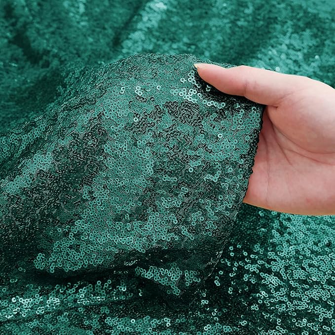 Sugargirl Dark Green Sequin Backdrop Curtain 2 Panels 2FTx8FT Glitter Dark Green Background Drapes Sparkle Photography Backdrop for Party Wedding Birthday Wall Decoration