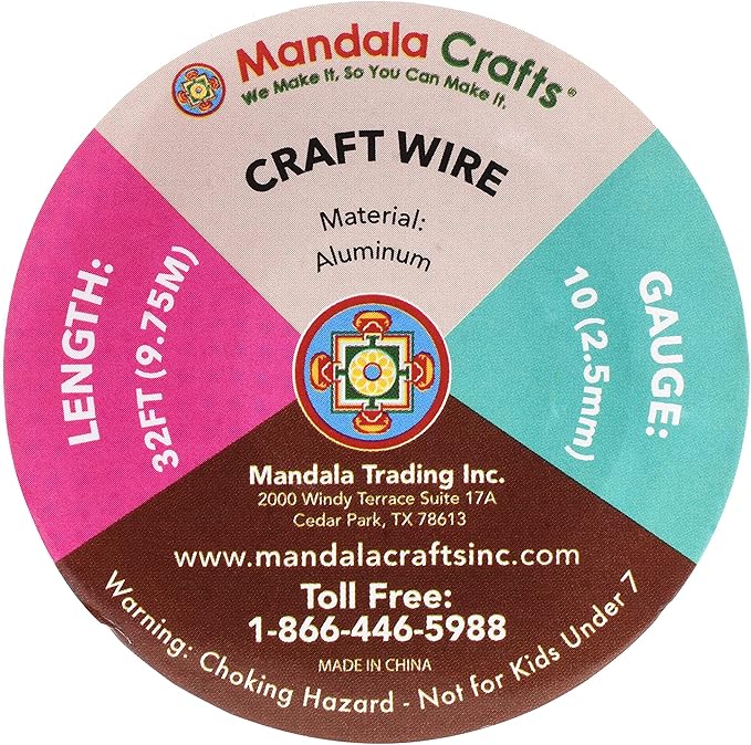 Mandala Crafts 10 Gauge Anodized Aluminum Craft Wire for Jewelry Making - 32 FT Colored Flexible Black Wire - Bendable for Bonsai Armature Crafting Sculpting