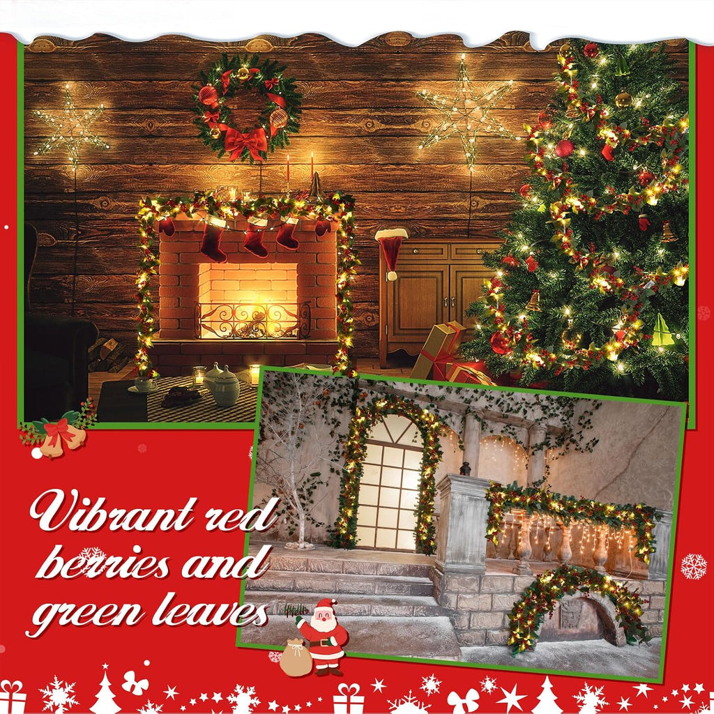 christmas garland 36 ft 30 led berry greenery, package contents