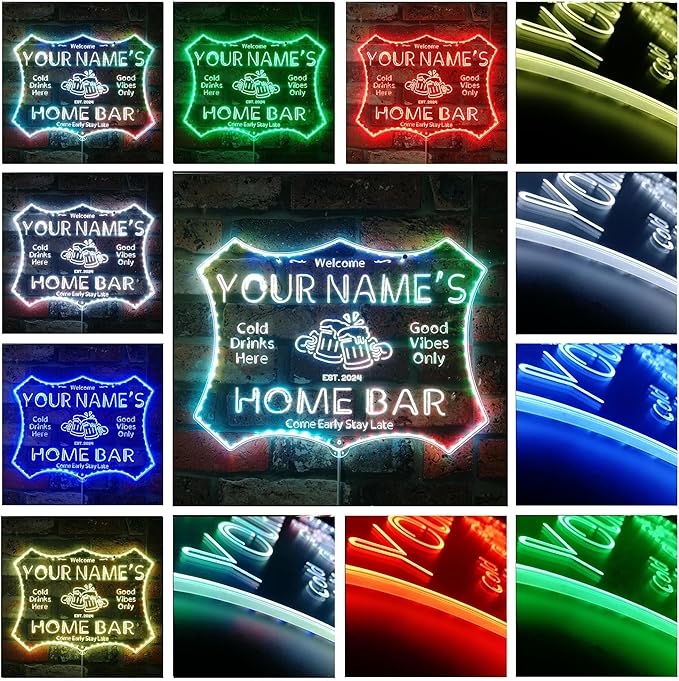 ADVPRO Personalized Your Name Home Bar RGB Dynamic Glam LED Sign - Cut-to-Edge Shape - Smart 3D Decoration - Multicolor Signage st06s32-fnd-p11d-tm-c