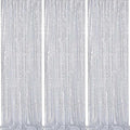 Silver Sequin Backdrop Party Decorations - 3 Packs 2ft x 8ft Silver Photography Background Curtain for Christmas Birthday