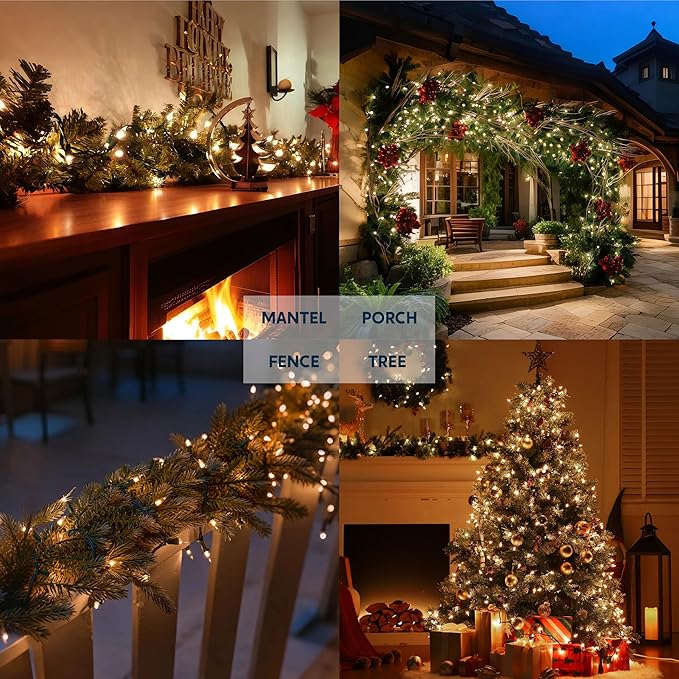 Joiedomi Clear Christmas String Lights Indoor,300(2x150) Mini Warm White Fairy Light,62.4FT Lighting Decor for Patio Dorm Classroom Bedroom Holiday Wedding Party Garland Birthday Festival,Green Wire