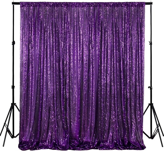 ShinyBeauty 4FT x 7FT Purple Sequin Backdrop | Photobooth Background | Wedding & Event Decor | Rustic & Elegant Sequin Fabric | Perfect for Photography & Parties | Durable Sequin Curtains