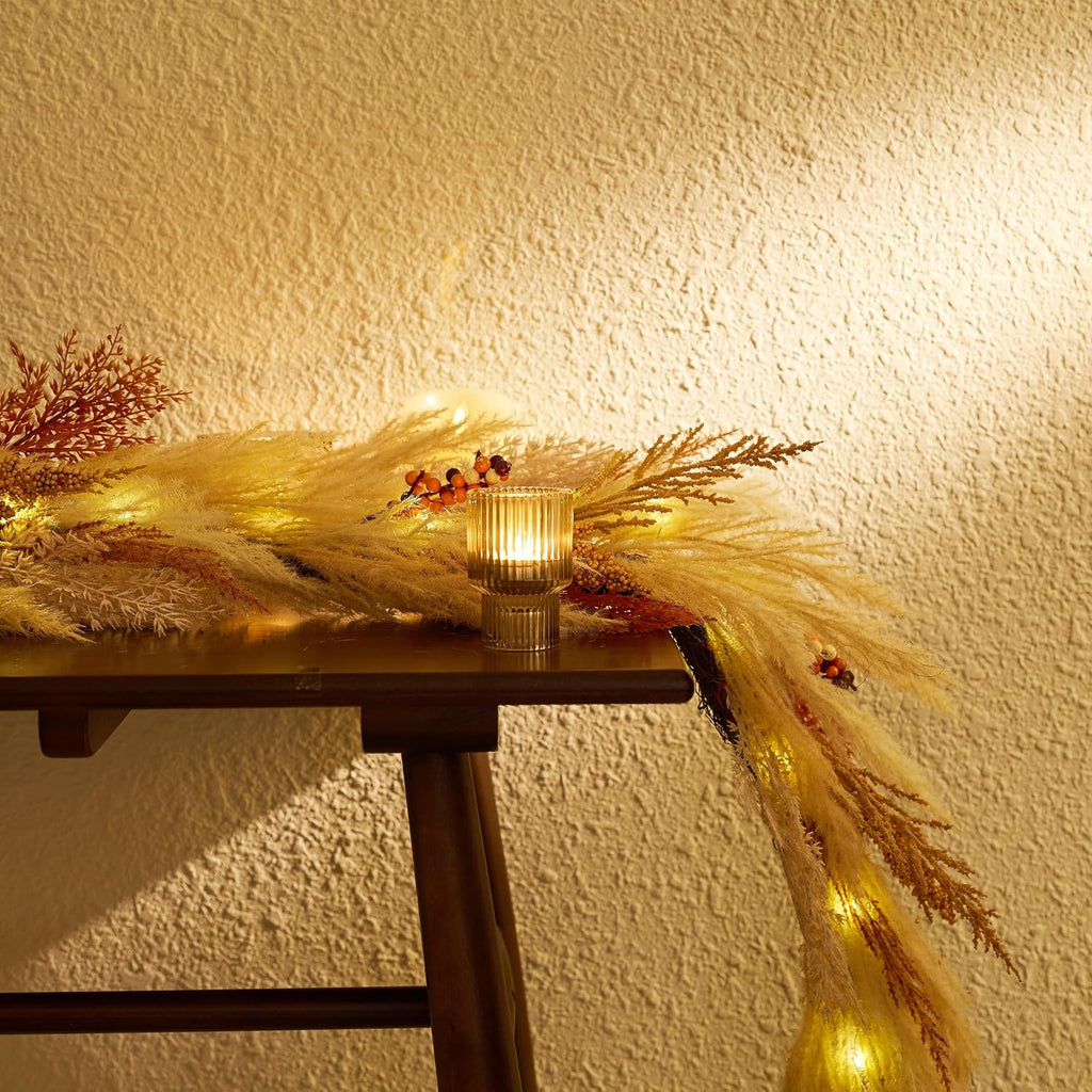 decorbyhannah 6ft neutral fall pampas grass garland for, view 9
