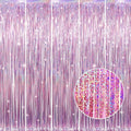 GOER 3.2 ft x 8.2 ft Metallic Tinsel Foil Fringe Curtains Party Photo Backdrop Party Streamers for Birthday,Graduation,New Year Eve Decorations Wedding Decor(5 Packs,Laser Pink)