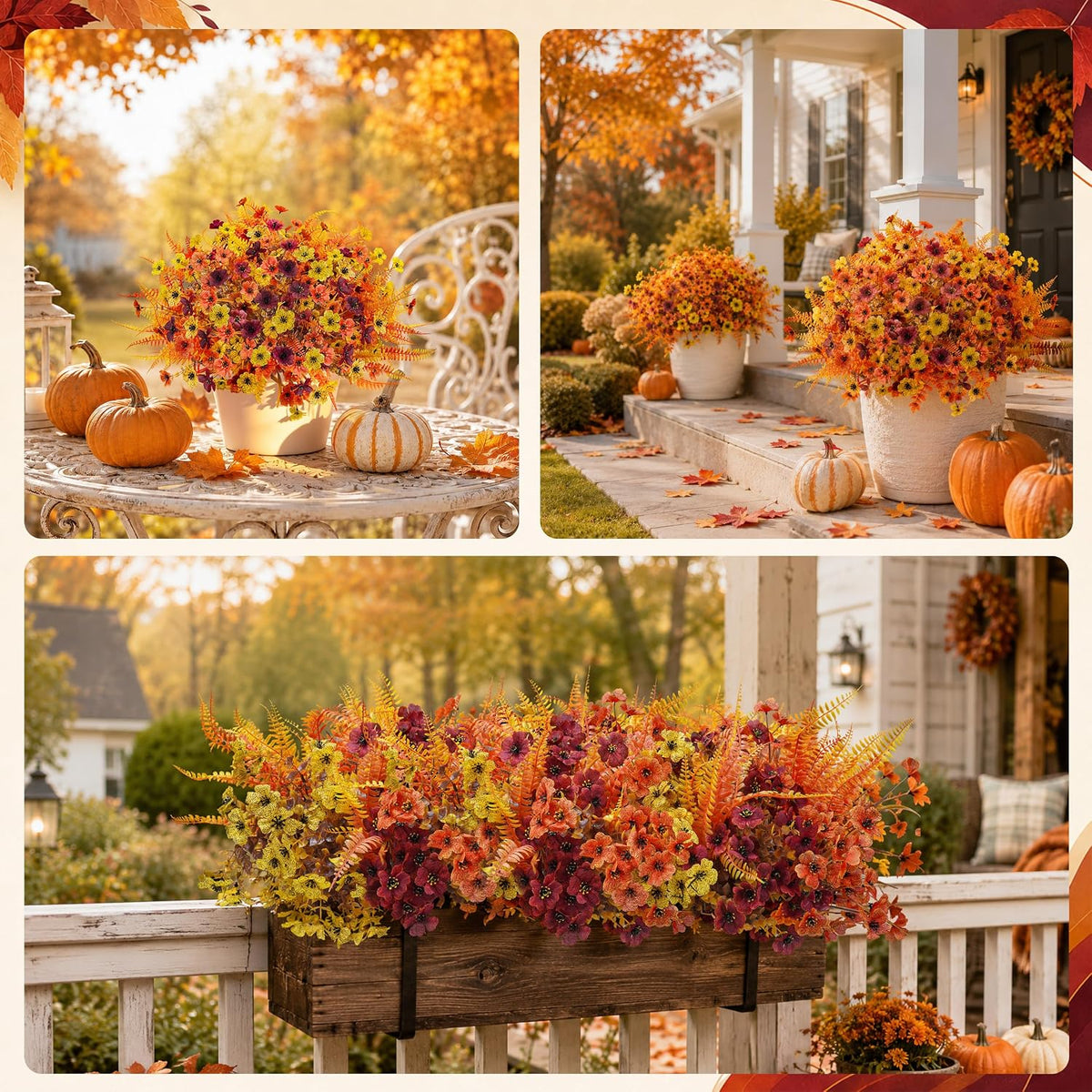 der rose 24pcs artificial fall flowers for outdoors, package contents