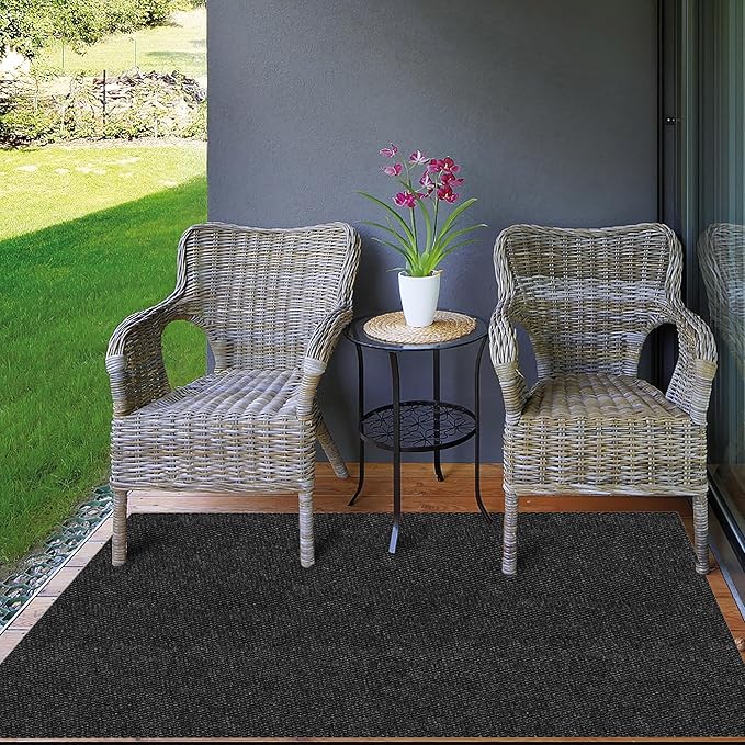 Ottomanson Commercial Scrape Rib Entry Mat – Heavy Duty Ribbed Floor Mat for High Traffic – Non Slip Rubber Back, Waterproof – Indoor Outdoor Use for Offices, Schools, Lobbies, 2'7" x 51', Black