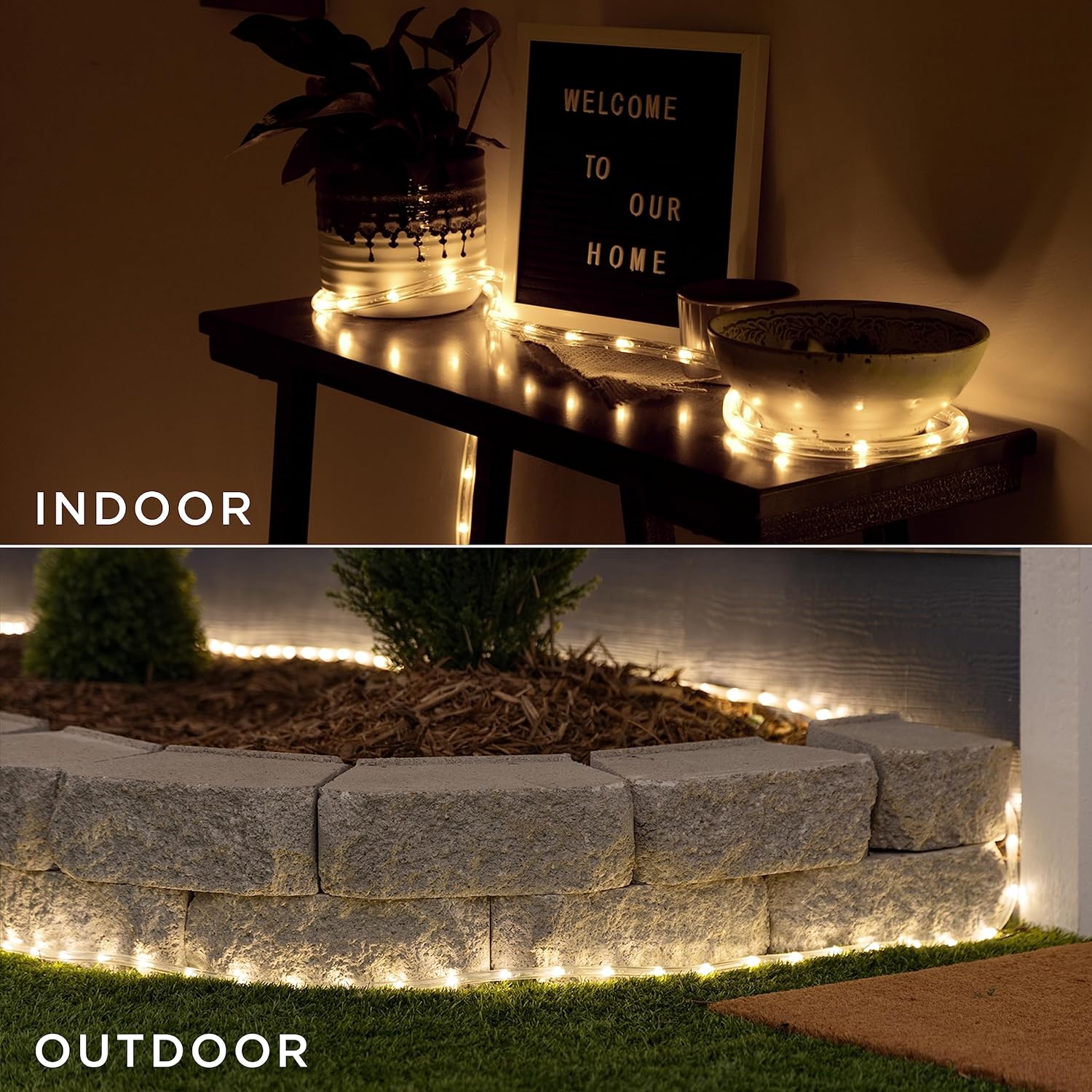 UltraPro LED Rope Lights, 16ft Classic Clear Rope, Warm White Light 3000K, Indoor/Outdoor, Flexible, Linkable, Durable, Rope Lights Outdoor, 54503
