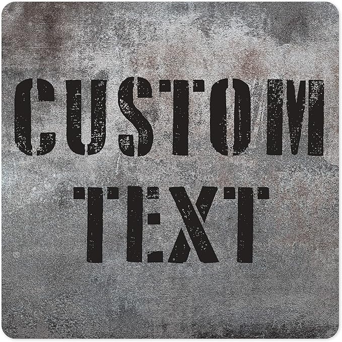 Custom Sign, Custom Street Sign, 11 Font Colors, 13 Font Styles, 4 Hole Options, 22 Sizes, 12x12 Inches, Rust Free DiBound, Fade Resistant, Made in USA by My Sign Center (Grunge Metal)