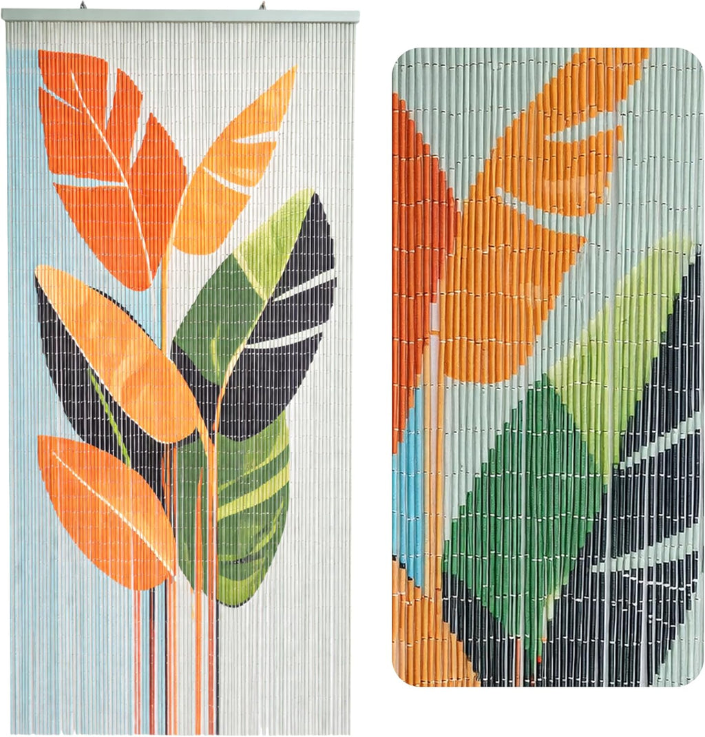 vietbud tropical leaves beaded doorway curtain 35.4" x, main product view