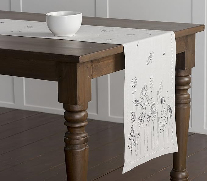 Maison d' Hermine Table Runner 100% Cotton Single Layer Table Runners 72 inches Long Decorative for Home Kitchen Dining Party Baby Shower Wedding Bridal Shower Spring Summer (Flore, 14.50" x 72")