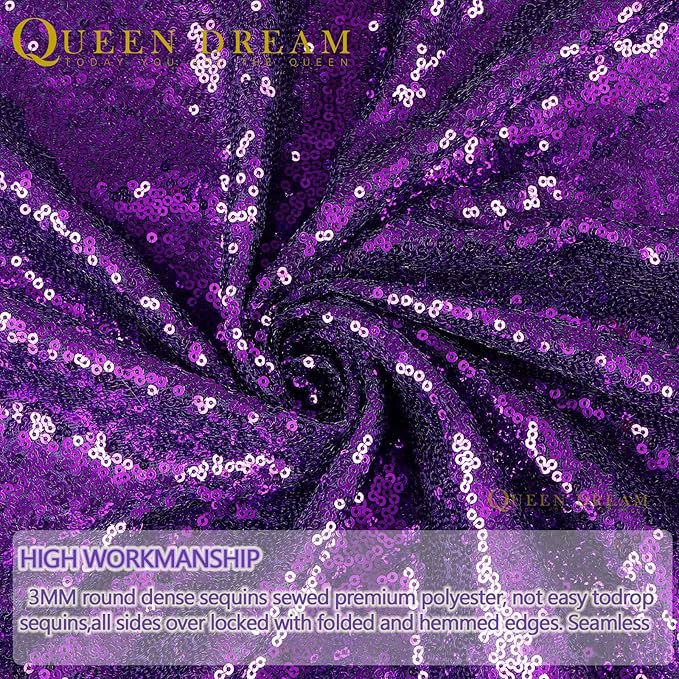 Purple Sequin Backdrop 4 Panels 2FTx8FT Photo Background Glitter Party Backdrop Curtains for Wedding Baby Shower Stage Decorations