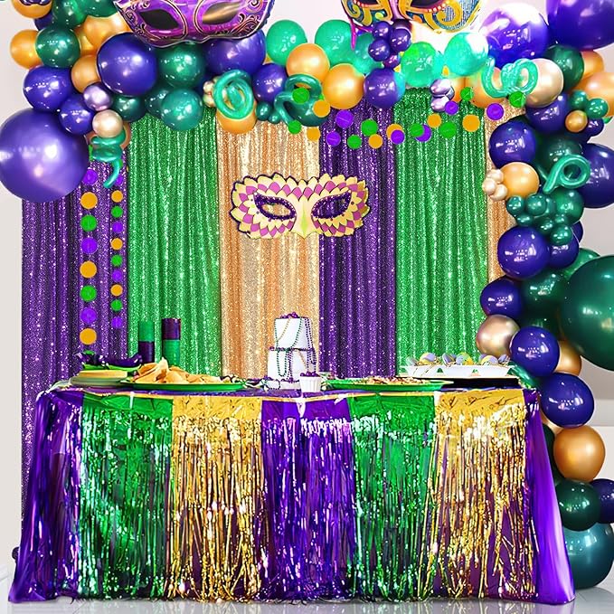 Purple Sequin Backdrop 4 Panels 2FTx8FT Photo Background Glitter Party Backdrop Curtains for Wedding Baby Shower Stage Decorations