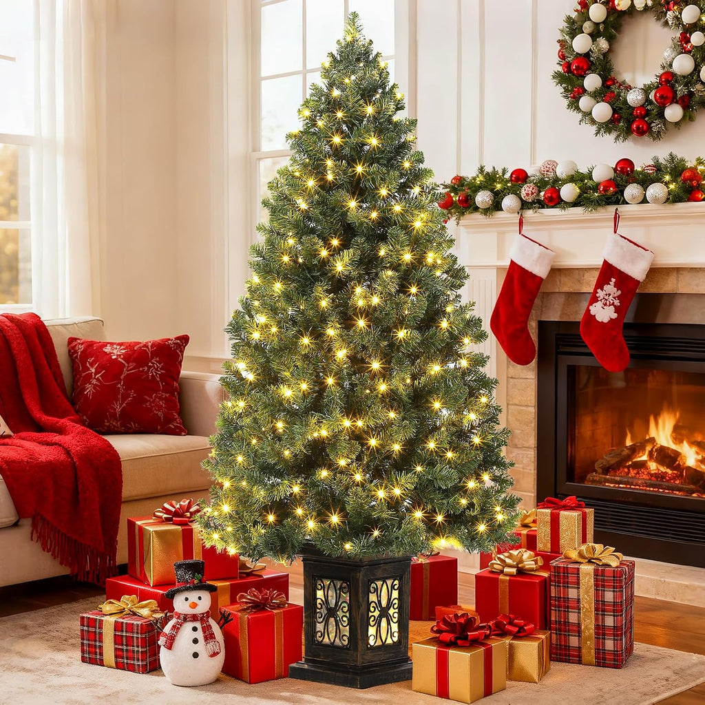 garveehome 4.5 ft artificial fiber optic christmas tree, side view