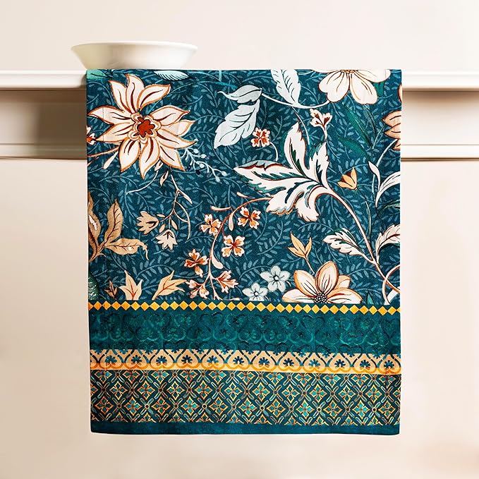 Maison d' Hermine Table Runner 100% Cotton Single Layer Table Runners 108 inches Long for Thanksgiving Christmas Decorations Home Kitchen Dining Party Wedding (Luxury Loft - Dark Teal, 14.5" x 108")