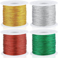 Shappy 440yards x 1mm Metallic Cord Tinsel Rope for Gift Wrapping and Craft DIY, Ribbon Wrap Thread Tag Cord for Craft Making(Gold, Silver, Red, Green)