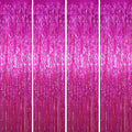 4 Pack Pink Foil Fringe Backdrop Curtains, Tinsel Streamers Birthday Party Decorations, Fringe Backdrop for Graduation, Baby Shower, Gender Reveal, Disco Party