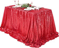 QueenDream Red Sequin Decorative Party Tablecloth: Large Shimmer Dessert Table Overlay 90x90 Inch Dinner Table Drapes Cocktail Xmas Decor