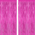 2 Pack Hot Pink Party Decorations, 3.28 FT x 7.05 FT Hot Pink Backdrop, Metallic Rose Red Photo Backdrop Foil Curtains Tinsel Backdrop, Metallic Pink Party Decor Wedding Party Supplies