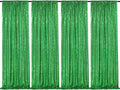 Green Sequin Backdrop 4 Panels 2FTx8FT Wedding Photo Backdrop Glitter Birthday Party Decorations Sparkle Background Drapes