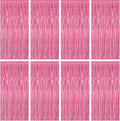 8 Pack Pink Backdrop, 3.28 FT x 7.05 FT Pink Birthday Decorations, Metallic Pink Backdrop for Photoshoot Foil Curtains Party Streamer, Bachelorette Decorations Birthday Photo Booth Props