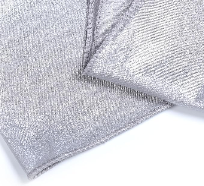 VDS Pack of 300 PCS | Metallic Silver | Spandex Chair Sashes Bows Without Buckle | Stretch Elastic Banquet Universal Folding Chair Bow Band for Wedding Party Conference Celebration Event Decoration