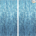2 Pack Blue Streamers Party Decorations Fringe Backdrop Ocean Themed Decorations Foil Curtain Backdrop Blue Birthday Ocean Party Decor Supplies