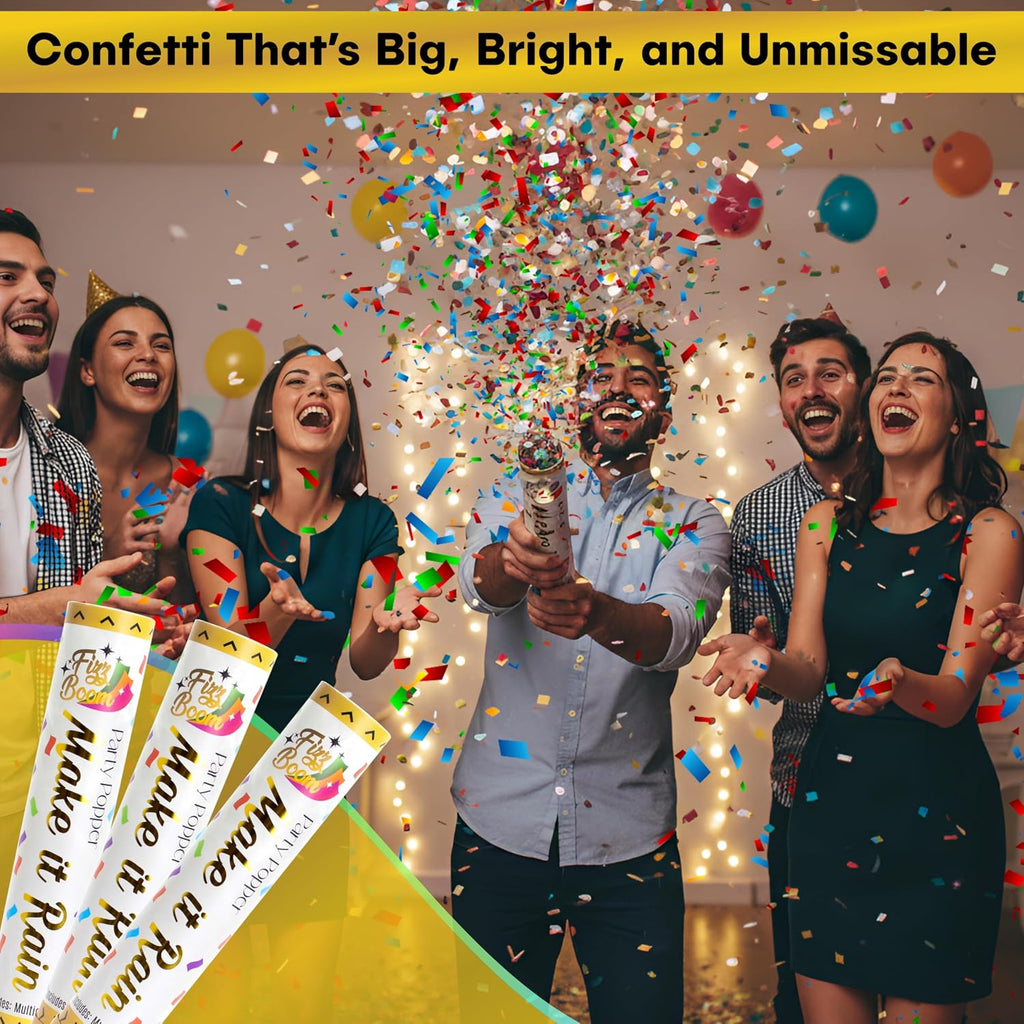 6 Pack 12 Inch Confetti Poppers, Biodegradable Confetti Popper Set for Wedding, Birthday Party Celebrations | Releases 15 ft in the Air