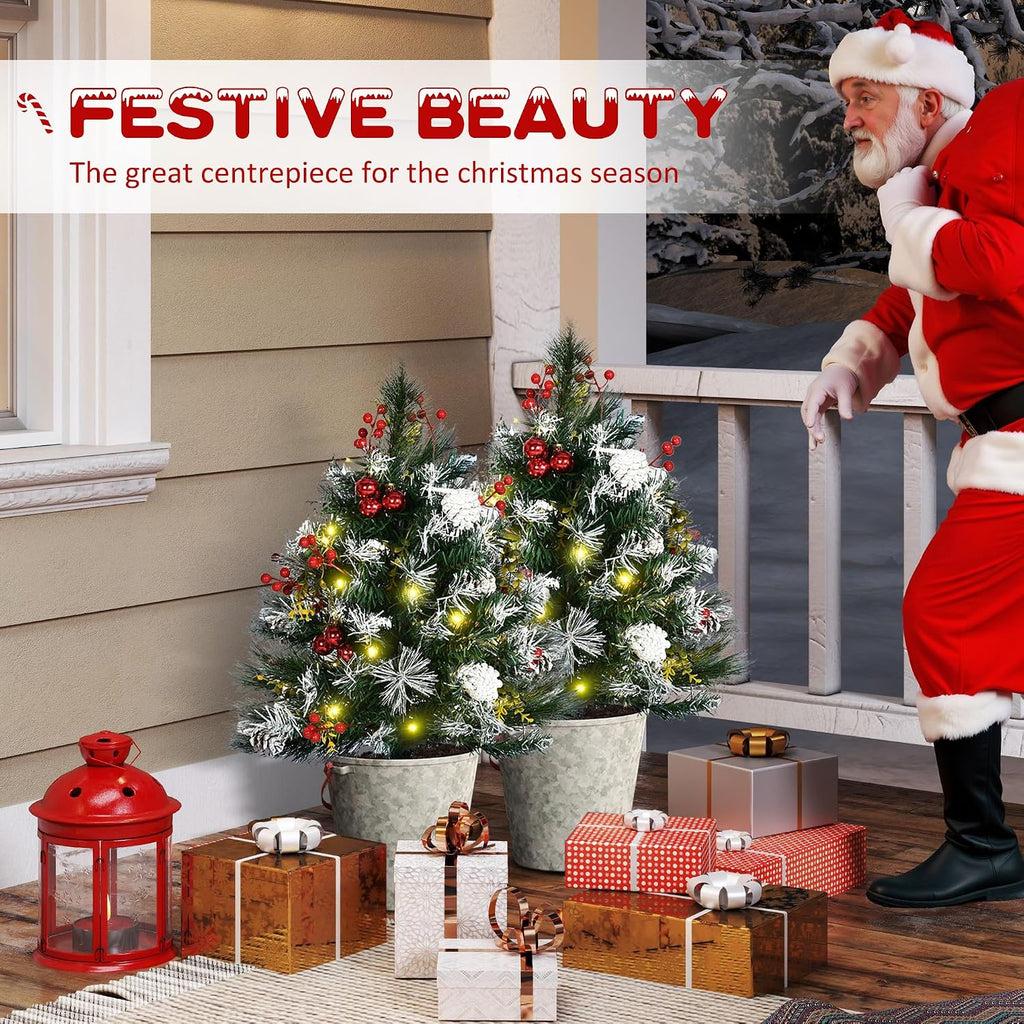 homcom artificial christmas tree prelit cordless 2 pieces, close-up detail
